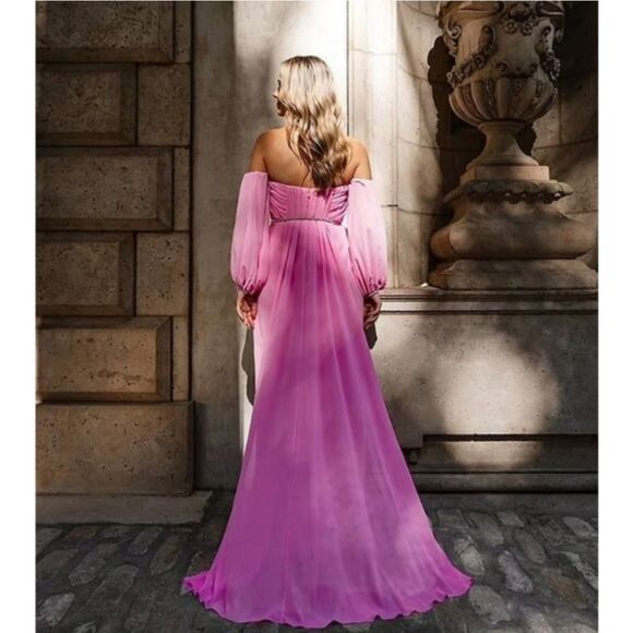 Antonio Melani x Breast Cancer Awareness Pink Stacy Chiffon Dress NWT Size 4 - Picture 4 of 13